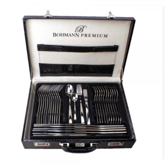 Комплект прибори за хранене Bohmann BH 5946 Satin, 72 бр, Куфар, Инокс