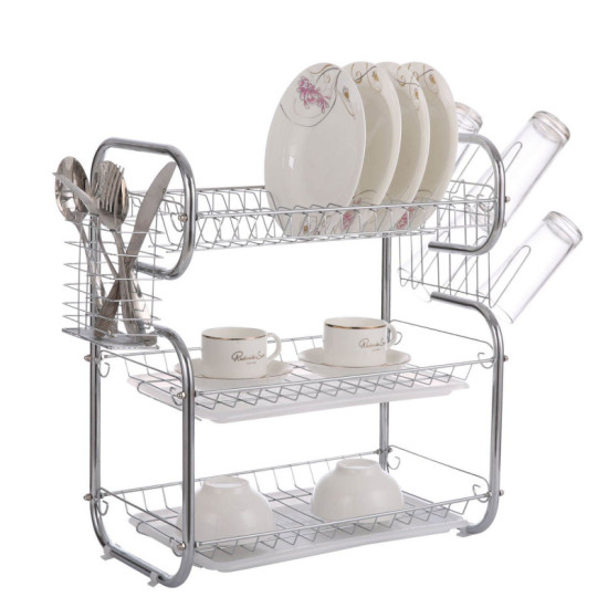 Сушилник за съдове Bohmann BH 7326, Хром, 3 нива, 55х48х24 см
