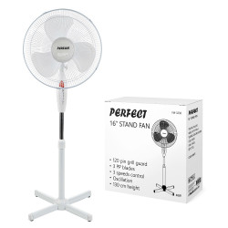 Вентилатор на стойка Perfect - FM-3211, 40W, 40 см, 3 степени, Регулиране на височината, бял