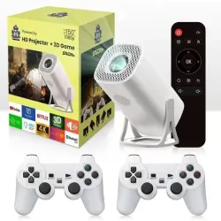 Смарт проектор и игрова конзола S40Max с 35 000 вградени игри - Домашно кино 4K, Андроид 11, до 130инча, 150ANSI лумена