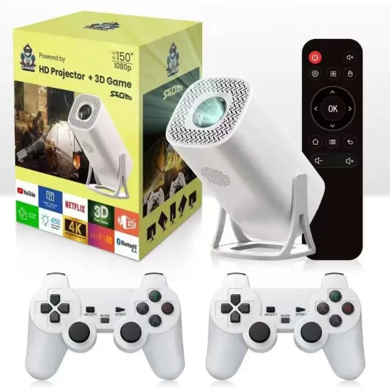Смарт проектор и игрова конзола S40Max с 35 000 вградени игри - Домашно кино 4K, Андроид 11, до 130инча, 150ANSI лумена