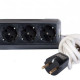 Български разклонител за контакт 3-ка черен 2m 220V 16A