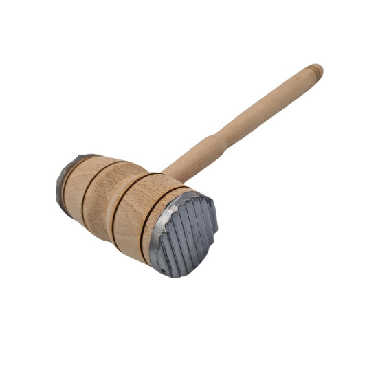 Дървен чук за месо с метални накрайници 31см