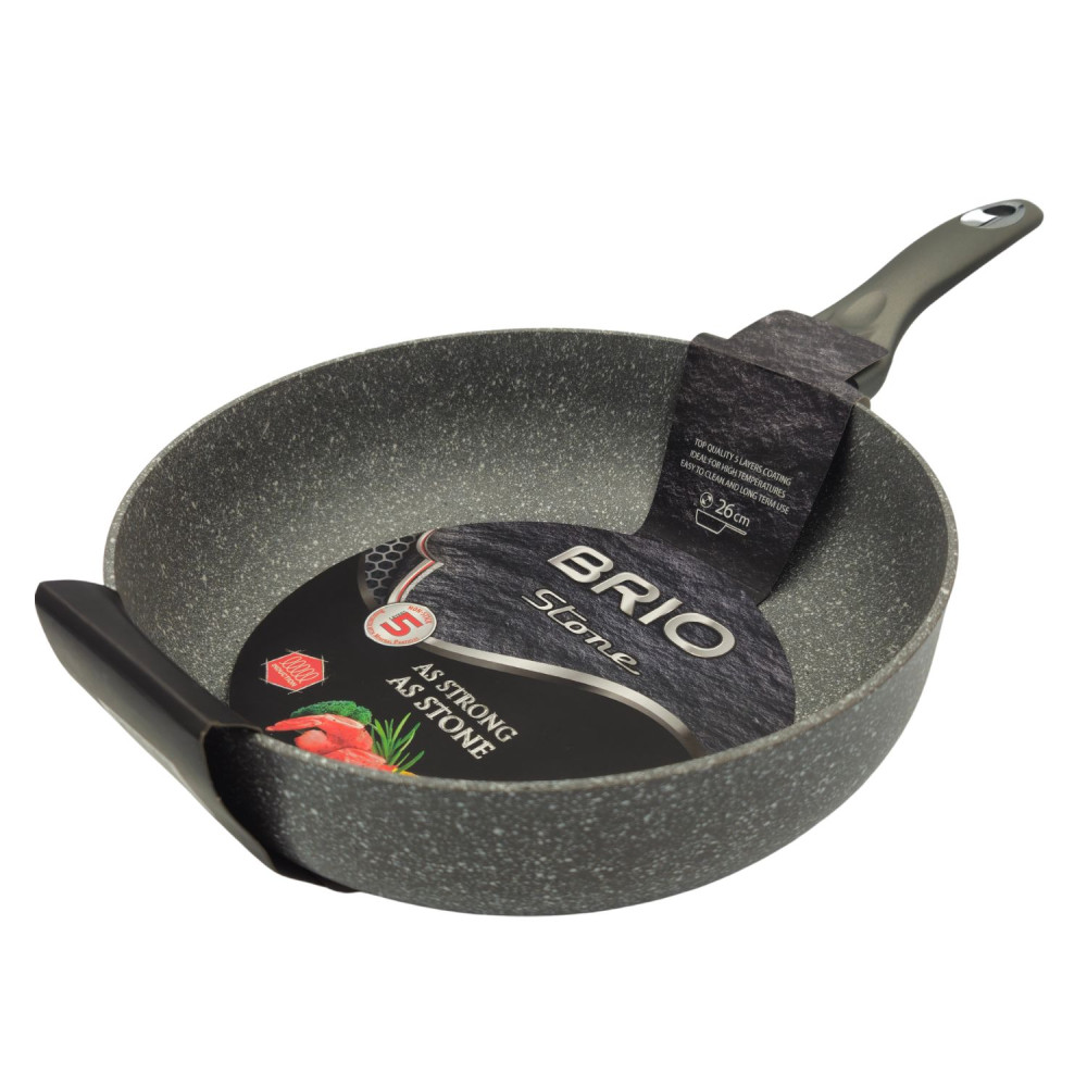 Дълбок Тиган BRIO Stone 26 см с каменно покритие