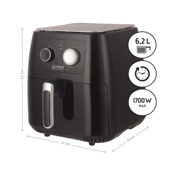 Фритюрник с горещ въздух Air Fryer First Austria FA-5053-1, 1700W, 6.2 литра, 80°C~200°C, таймер, черен