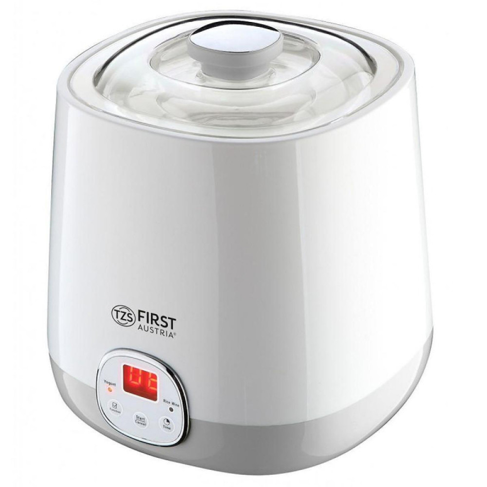 Уред за кисело мляко First Austria FA-5120-1, 20W, 1 литър, LCD дисплей, 2 програми, Таймер, Бял