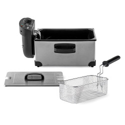 Фритюрник Muhler DF-3030IX, 2000W, 3 литра, Демонтираща се кошница, Регулируем термостат 90°~190°C, Инокс