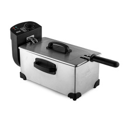 Фритюрник Muhler DF-3030IX, 2000W, 3 литра, Демонтираща се кошница, Регулируем термостат 90°~190°C, Инокс