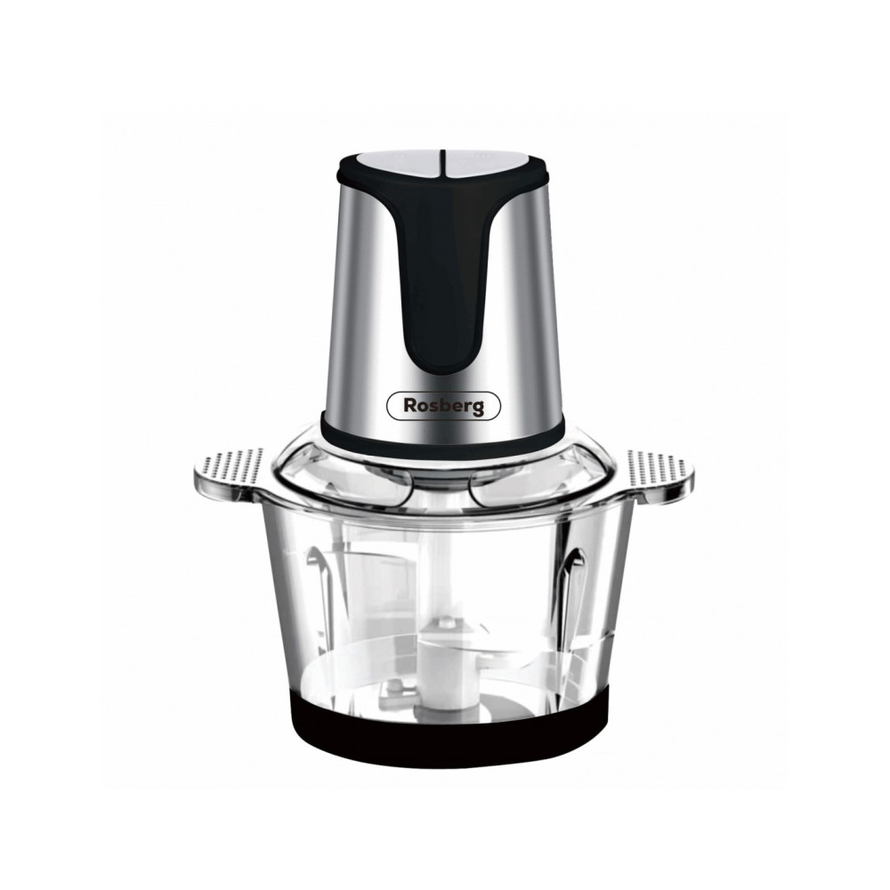 Чопър Rosberg R51111E, 500W, 3 литра, Стъклена купа, 2 скорости, Инокс/черен