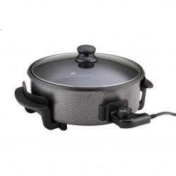 Електрически тиган за приготвяне на пица Rosberg R51010B, 1500W, 30 см, Терморегулатор, Незалепващо покритие, Сив