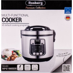 Мултикукър Rosberg Premium RP51985D5 с 45 програми, 930W, 5L, Незалепващо покритие, Инокс