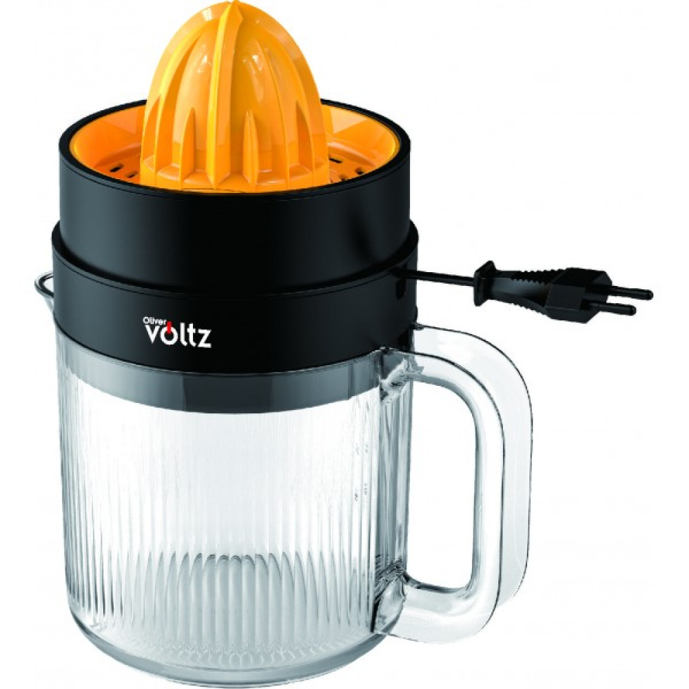 Цитрус преса Oliver Voltz OV51164A, 30 W, 1.2 л, Двупосочно движение, 2 конуса, Черен/оранжев