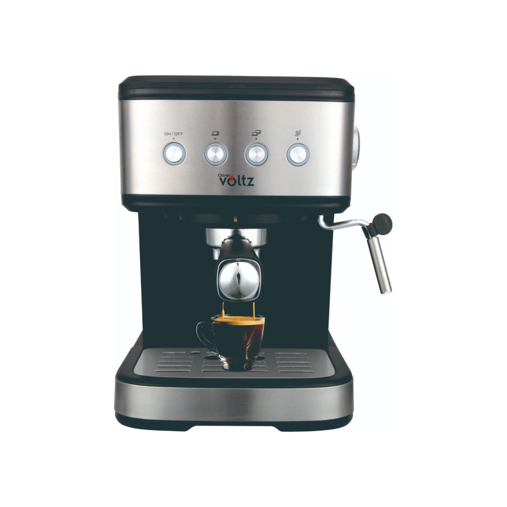Еспресо машина Оliver Voltz OV51171F, 1.2 l, 20 bar, 1100W, Кремa диск, Черен/инокс